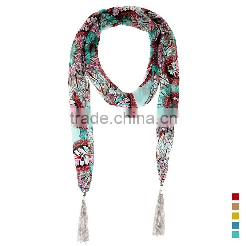 Top sale passion tropical plants printing scarf,functional scarf