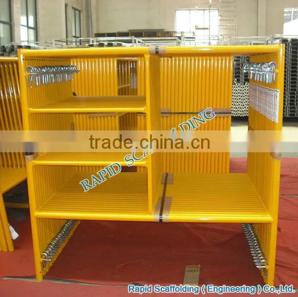 Sets of Mason Frame system powder coated scaffolding in Yellow
