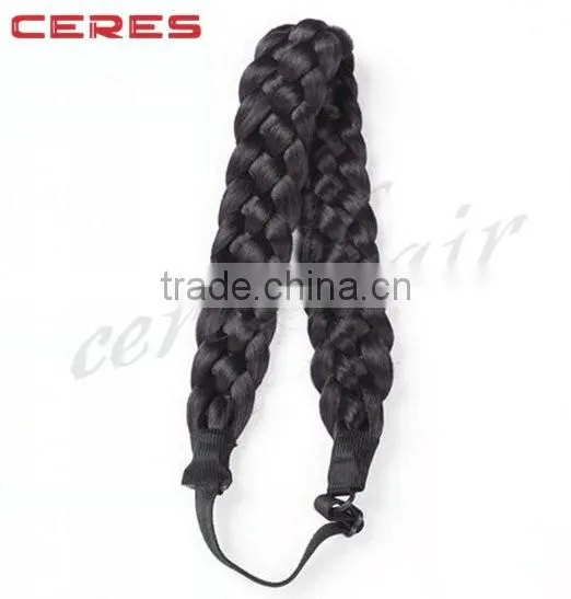 afro black half braid and half curly long synthetic lace front braided wig braided headband wig