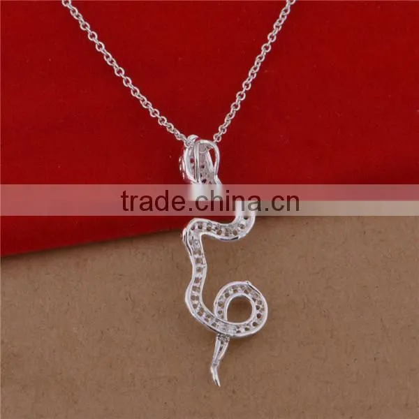 snake design silver chain pendant, 925 silver pendant