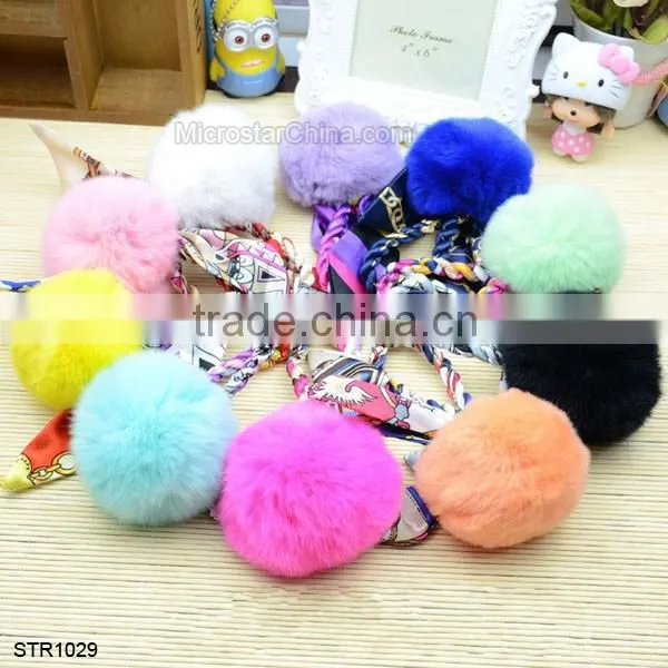 16 Colors Genuine Rabbit Fur Ball Key Chain Pom Pom Fur Key Chain