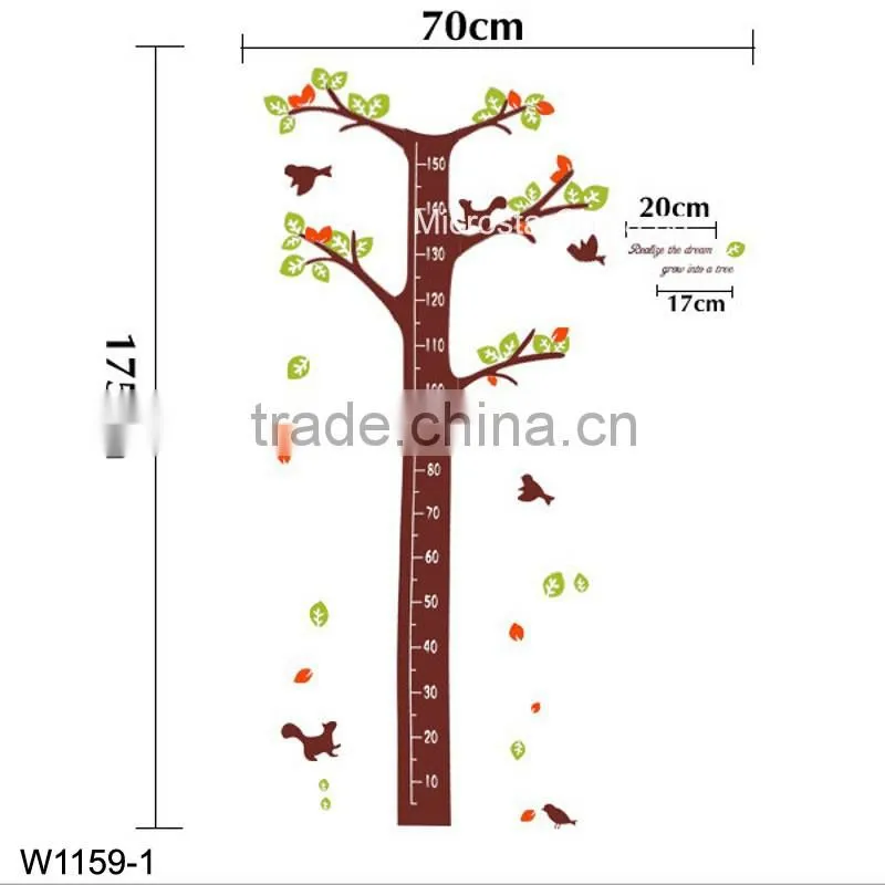 Cute cartoon characters Kids height measuring Wall Stickers Boy Girl Growth Chart