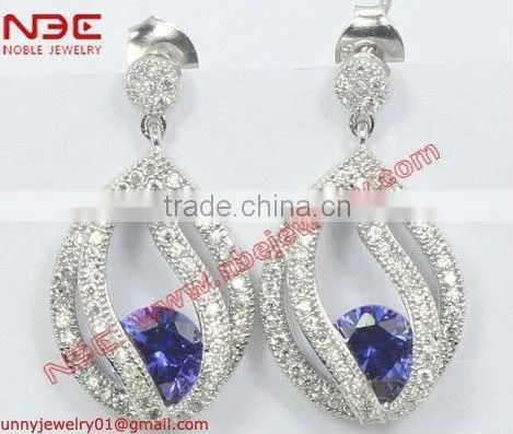 Hot sale cheep 925 silver earrings jewelry,romantic heart design silver jewellery,morden 925 silver cubic zircon earrings