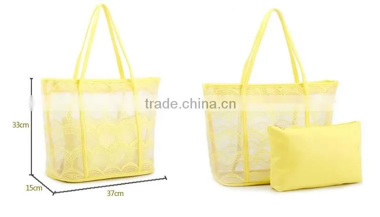 PVC Beach Lash Package Tote Shoulder Bag with Interior Pocket