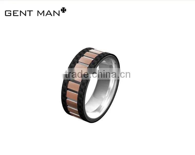 2016 hot sales 8mm Titanium Rings high Polish Wedding Band for Men carbon fiber titanium ring band