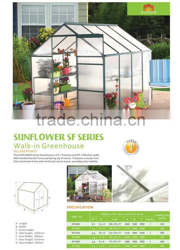 6 FT Wideth Aluminum Greenhouse