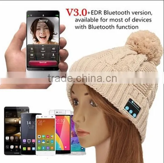 Soft Women Warm Hat Wireless Bluetooth Smart Cap / bluetooth music hat / bluetooth headphone hat