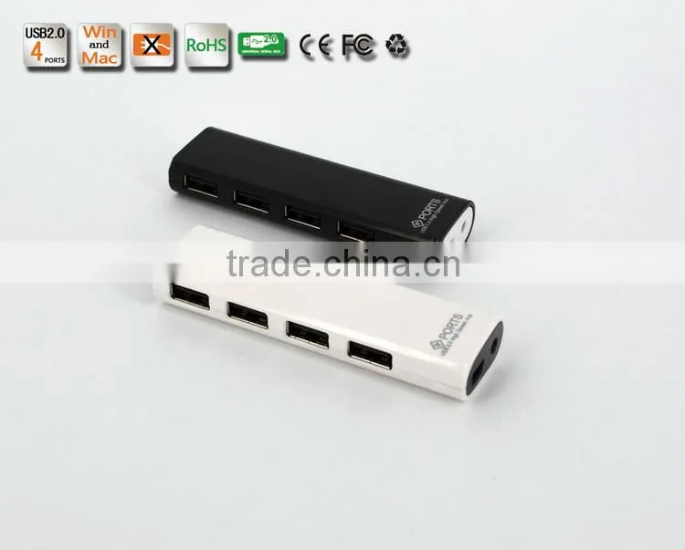 Slim shape but High Speed 480MBPS usb2.0 4 por hub form usb por hub suppliers with Plastic Casing