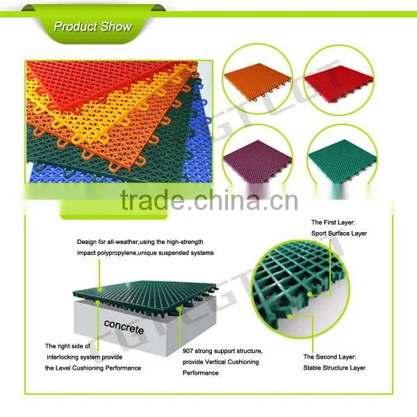 pp interlocking outdoor sport court tiles for volleyball