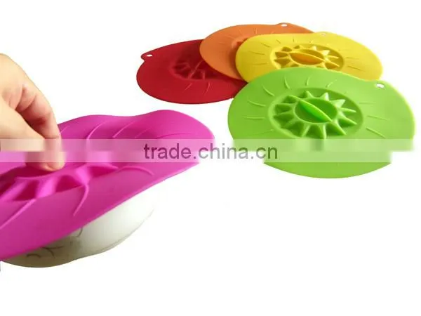 FDA&LFGB standard silicone food cover lid suction cover lid