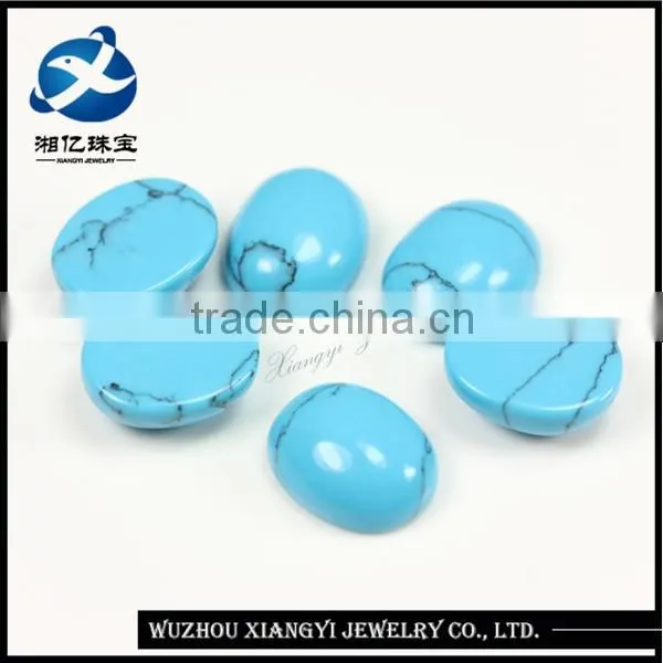 Alibaba gemstones manufacturer flat oval shape blue turquoise cabochon
