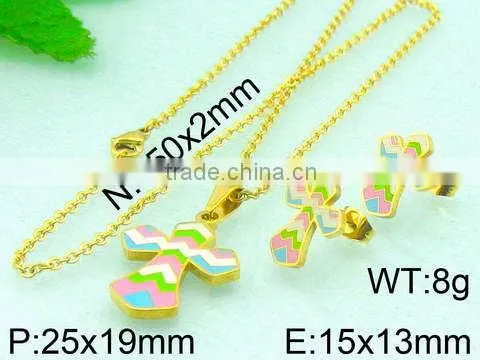 Colorful Jewelry Sets With Cross Pendant Set Pendant And Earring Gold
