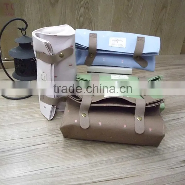 wholesale large custom folding canvas pencil case with button for school