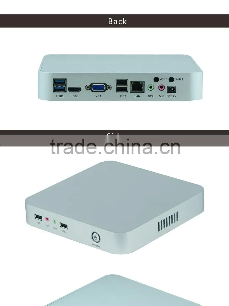 HTPC Intel Baytrail J1800 2.41Ghz Dual Core Fanless Mini Barebone PC, USB2.0, WiFi, VGA