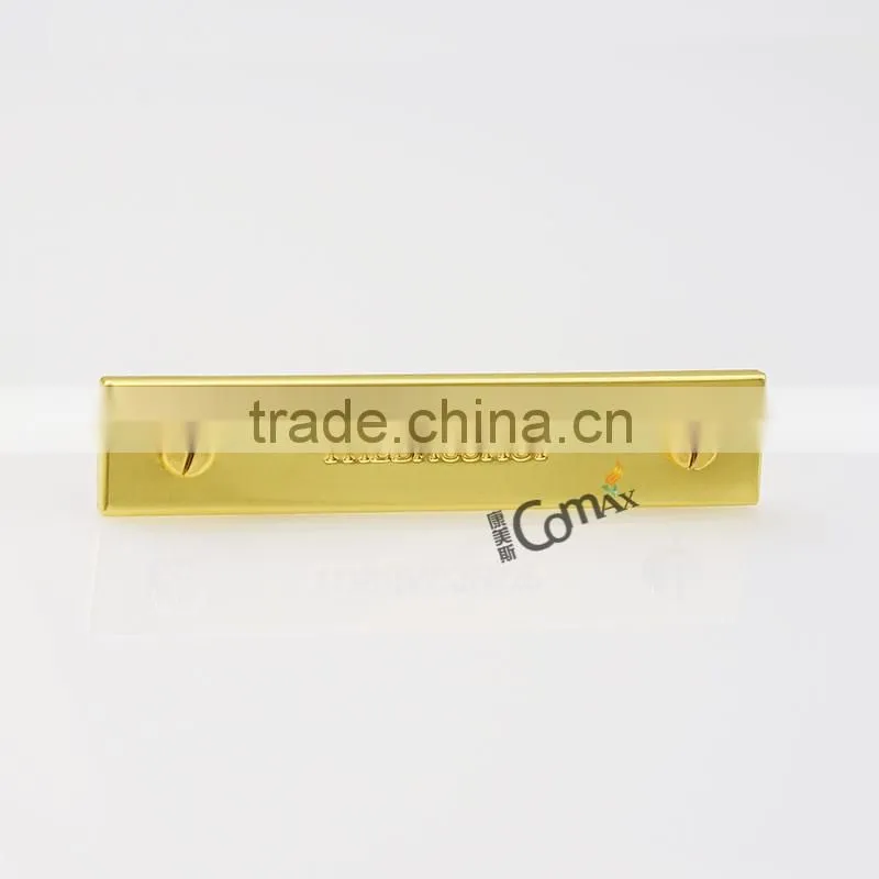 Fashion screw decorative gold metal bag engaved logo label tag