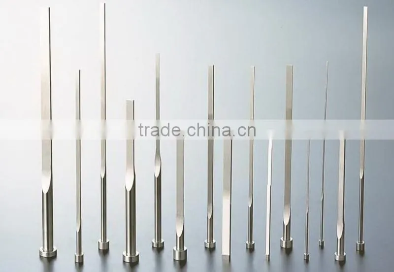 through-hardened flat ejector pin, blade ejector pin with DLC coating