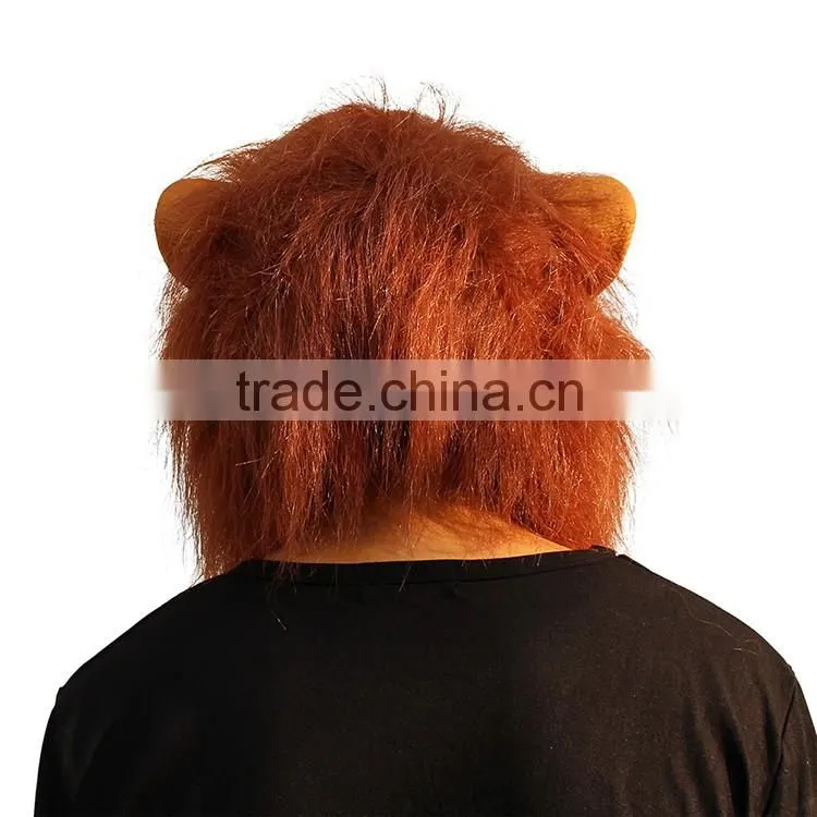 Halloween Costume Ideas Funny Carnival Real Animal Lion Latex Mask