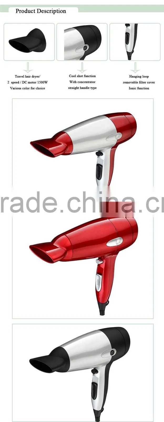 hot selling Brazil Mini dc travel hair dryer drier home use salon drying