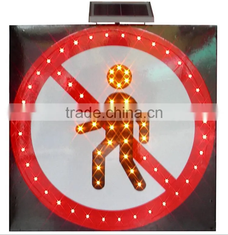 LED Ban pedestrians solar traffic sign