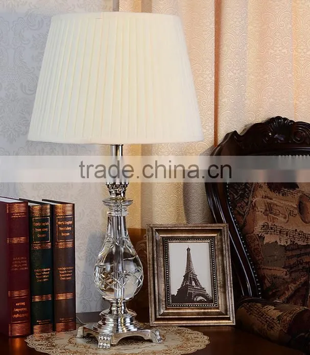 Pineapple design clear K9 crystal table lamp with fabric lampshade