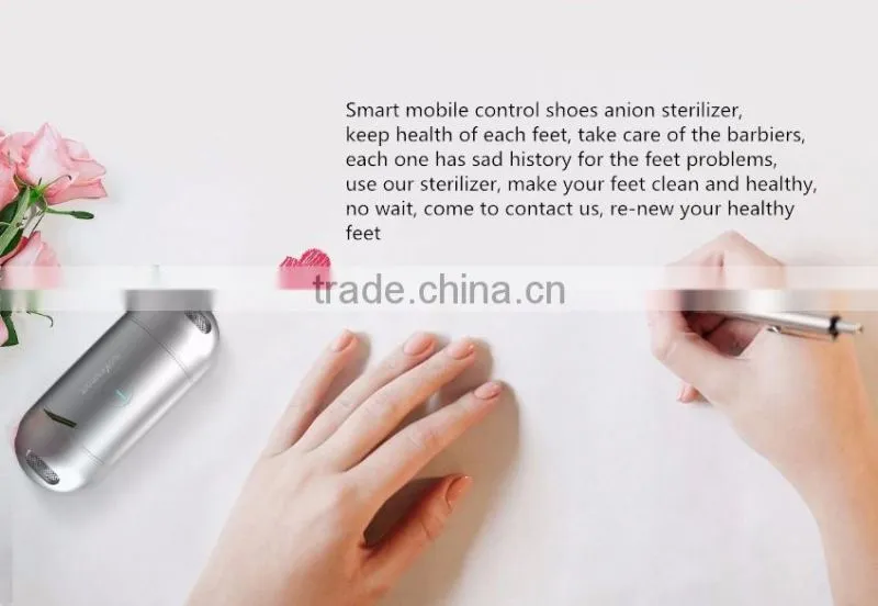 2017 New Arrival Innovative Smart Mobile APP Control Shoe Sterilizer, Mini Aluminum Capsule Design Oxygen Anion Shoe Sterilizer