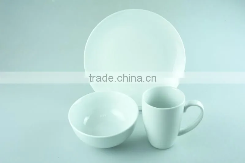 Ceramic dinnerware white embossed dinner sets 12 pcs / 16 pcs set of dinnerware cheap wholesale in stock