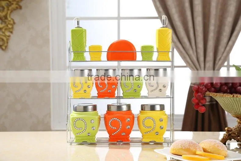 12 pcs ceramic airtight with matal lid&stand