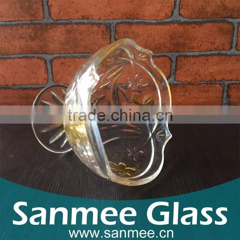 Custom Manufacturer Golden Flower Globet Glass Ice Cream Cup