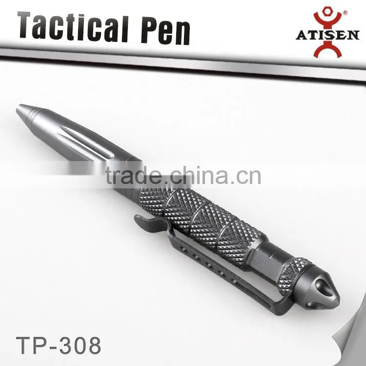 Grey Tactical ball point pen with glass breaker, self defense tool TP-308