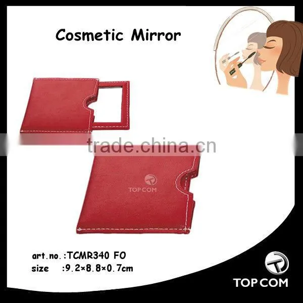 mini makeup leather mirror,folding colorful leather mirror