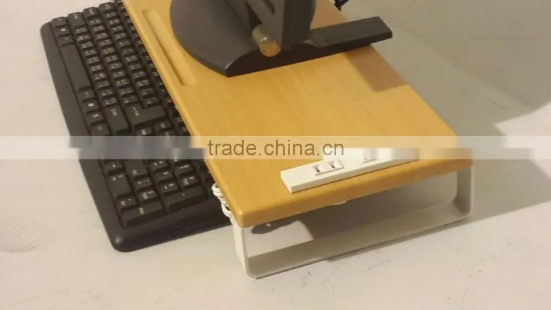 Perdurable metal legs for wooden computer desktop monitor riser stand