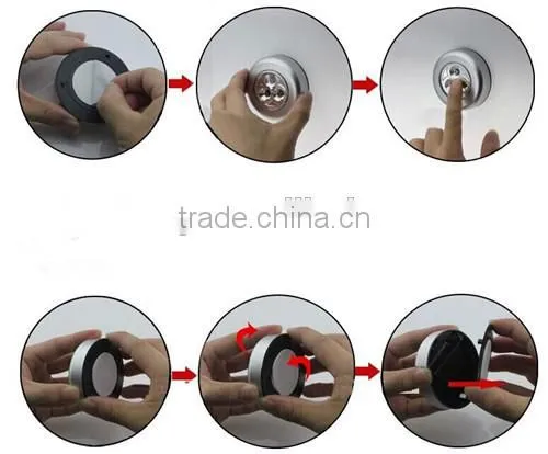 3 super white LED push light for home,camping,workshop,car