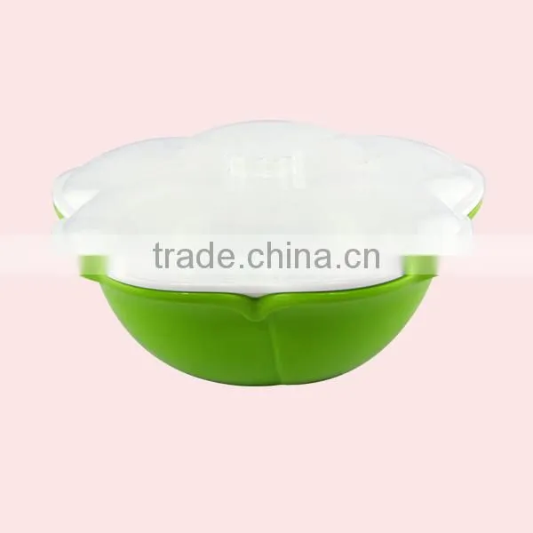 Double Layer Flower Shape Multi-purpose kitchen plastic sieve with lid