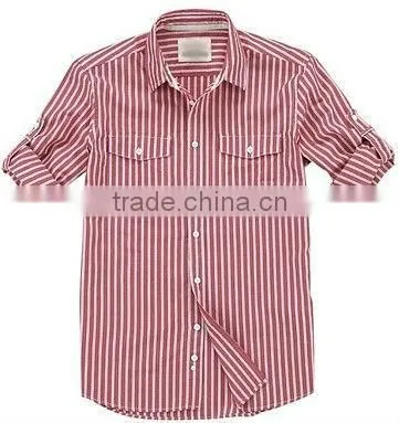 Men's 100% cotton casual vertical striped shirts