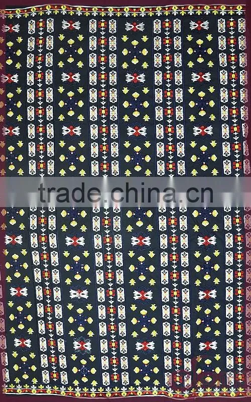 Colorful china design shining poly embroidery cotton lace fabric for dress/ tops