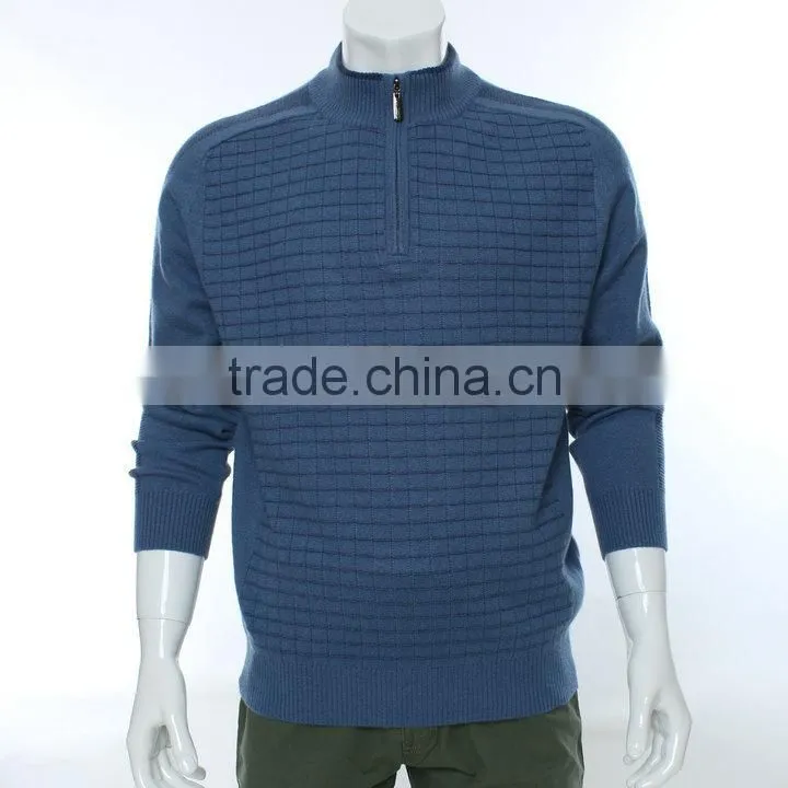 men pullover sweater with 1/4 zipper ,blue long sleeve wool sweater pullover,merino wool sweater