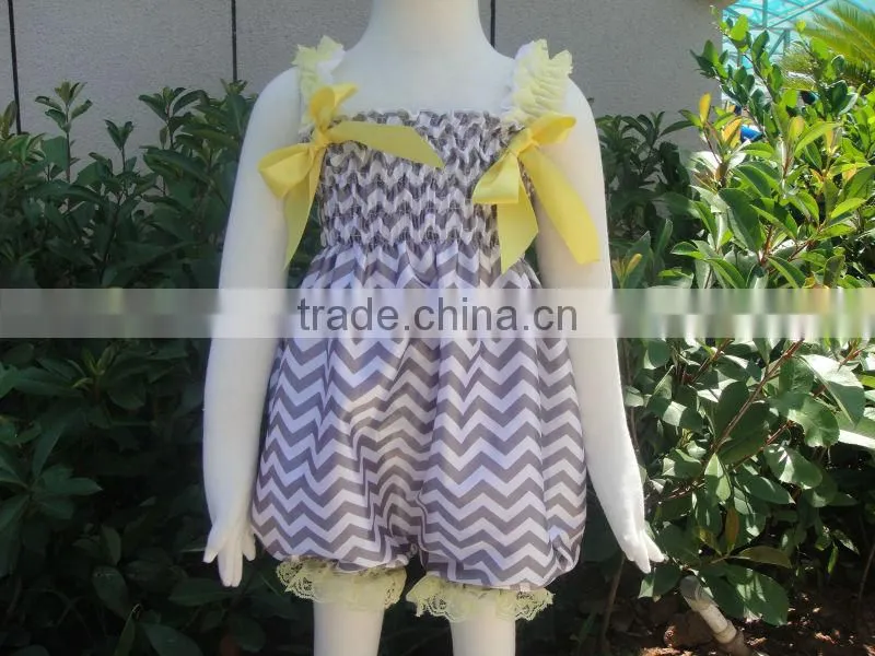 New Arrivals Cheveron Romper Zig Zag Turquoise Satin Bow Straps Baby Rompers