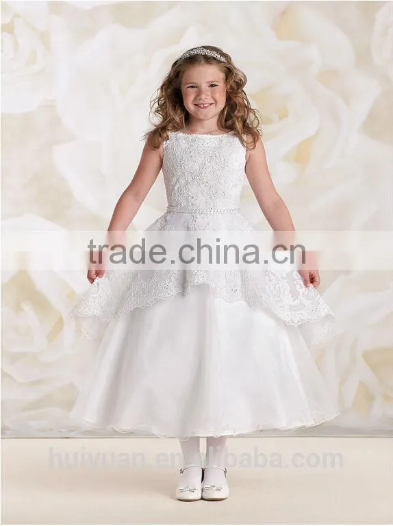 new fashion off shoulder lace baby gown satin girl dress