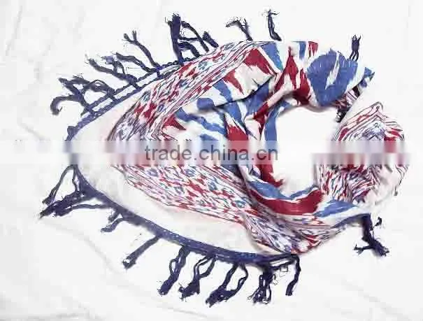 Printed Red Silk Scarf