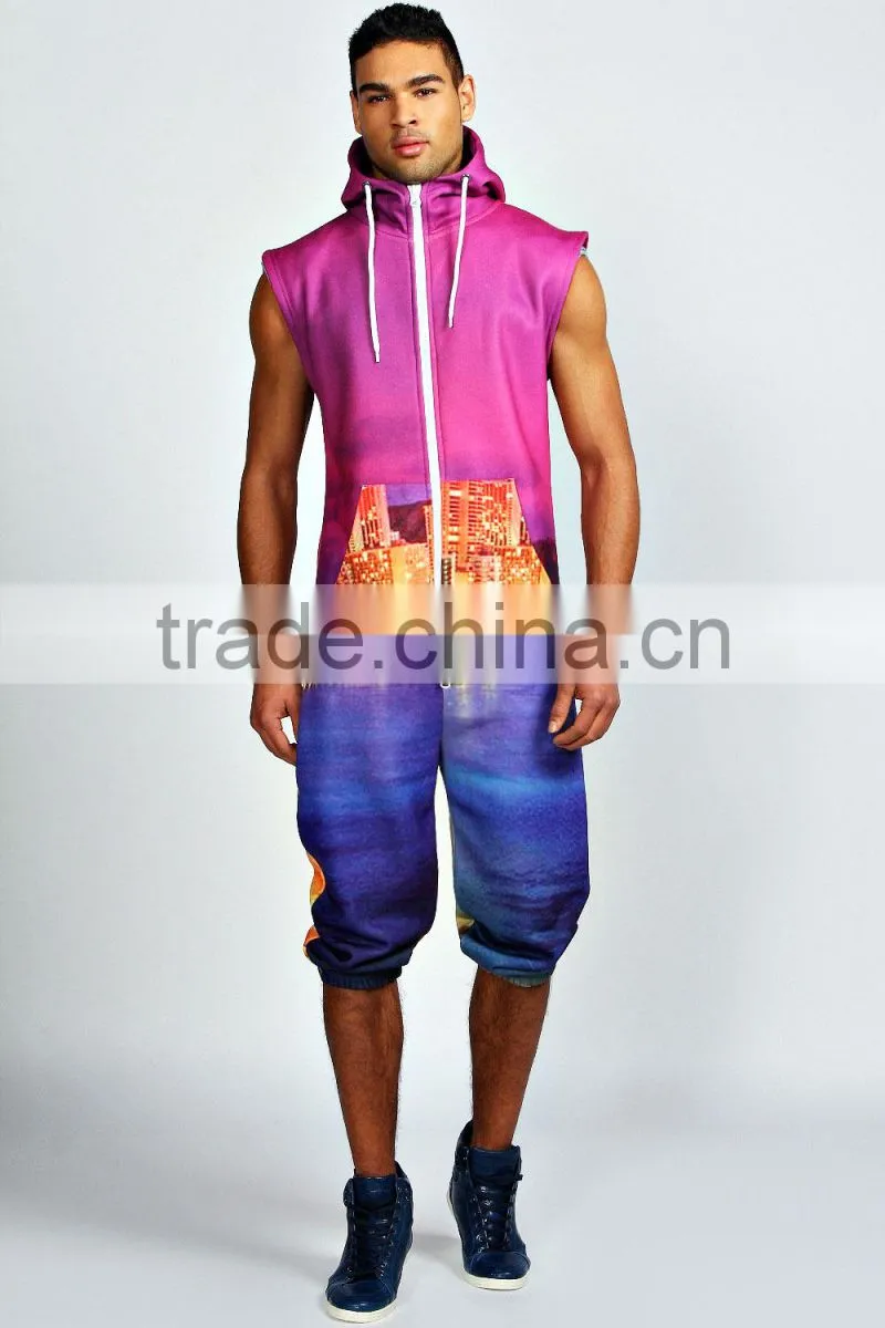 Rio Cityscape sublimation print short adult polyester onesie