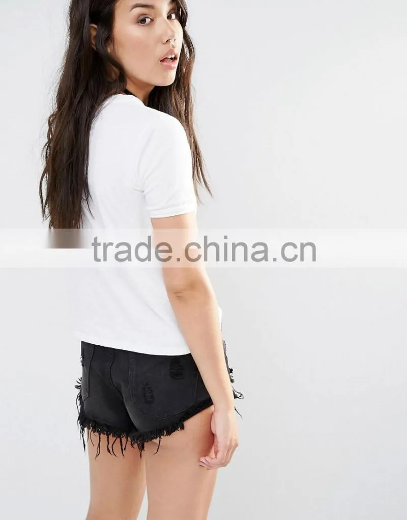 Hot selling women short sleeve plain cotton round neck t shirt with dreamer print