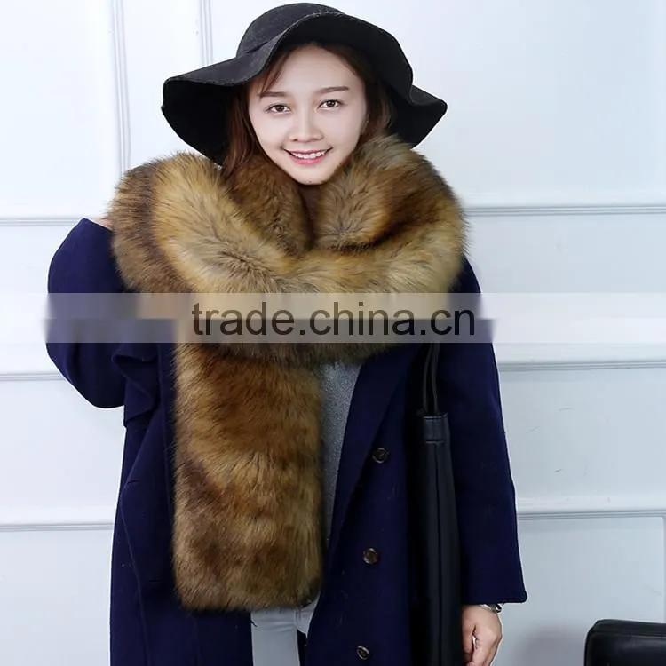 2016 new fashion autumn and winter womens faux raccon Fox fur collar muffler fur scarf faux long scarf cape winter scarf