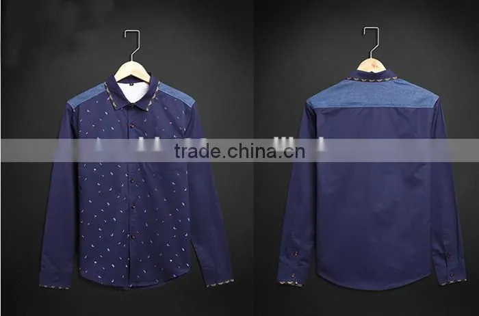 2016 Fashionable men printed slim fit casual shirts