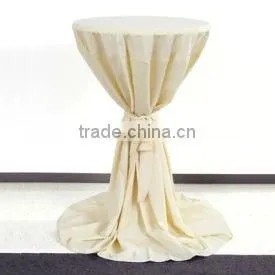 knitted 100% polyester tablecloth, Stehtischhusse weiss mit extra Schleifenband