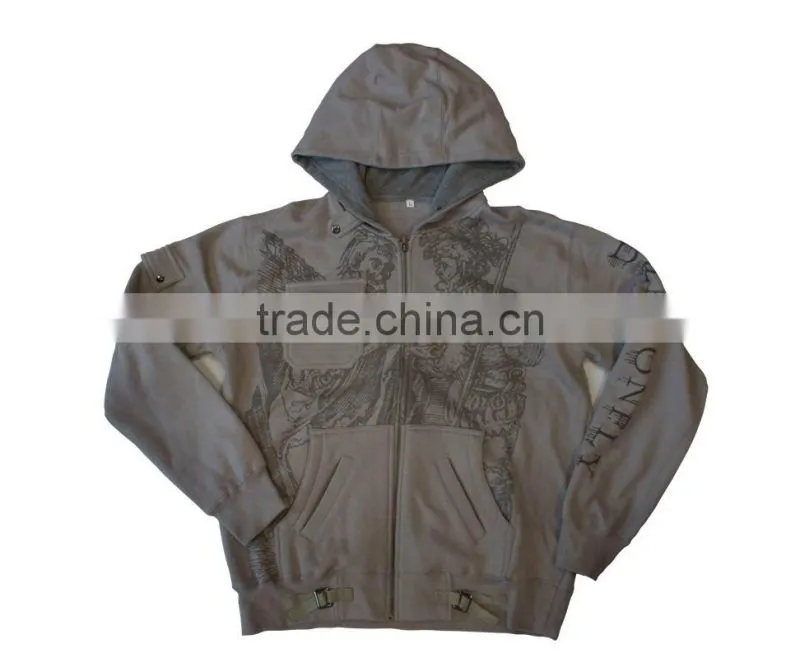 Men's hoody fleece jacket with EMB and print