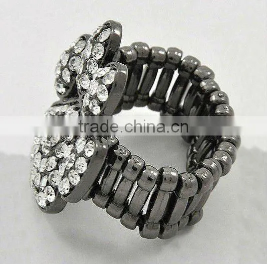 Western Popular Cheap Rhinestone Stretch Finger Ring Made In China