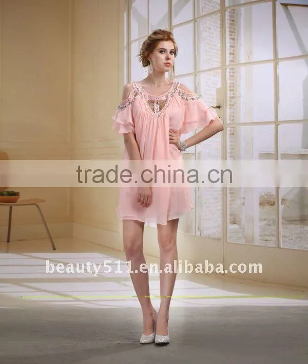 Astergarden New Design Emma Roberts Style Beaded Black Chiffon Party Dress AS032-6