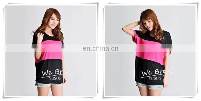 Bamboo Jersey Summer Short Sleeves T-shirt with Big Color Block Matching Soft