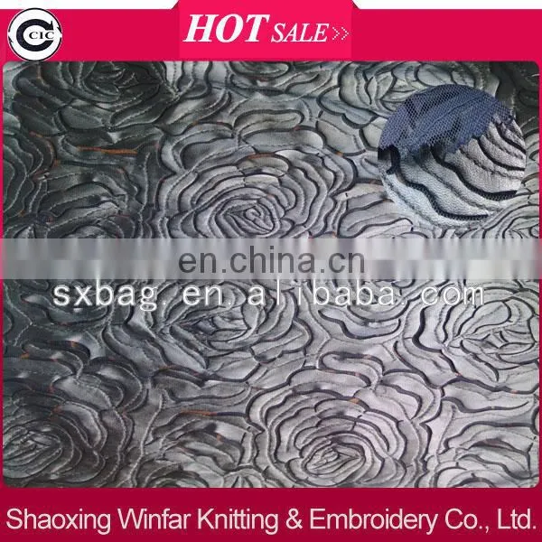 flower patterns lace with leather cutwork embroidery on fabric for lady dress garment