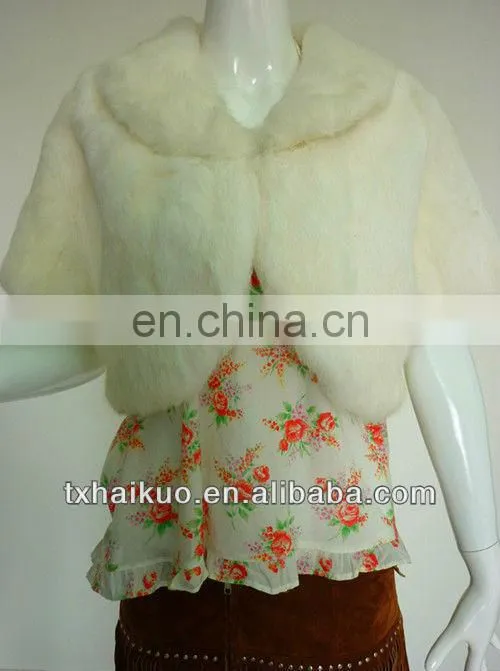 2012 girl winter new fashion rabbit fur mini coat